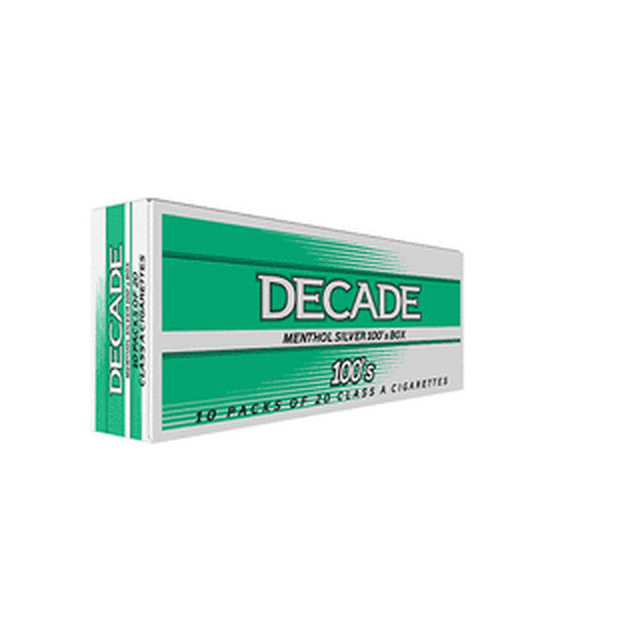 Decade Menthol Silver 100’s Box of 10 packs