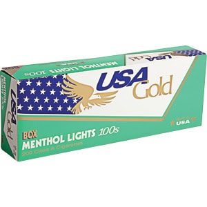 USA Gold Menthol Lights 100s Box of 10 packs