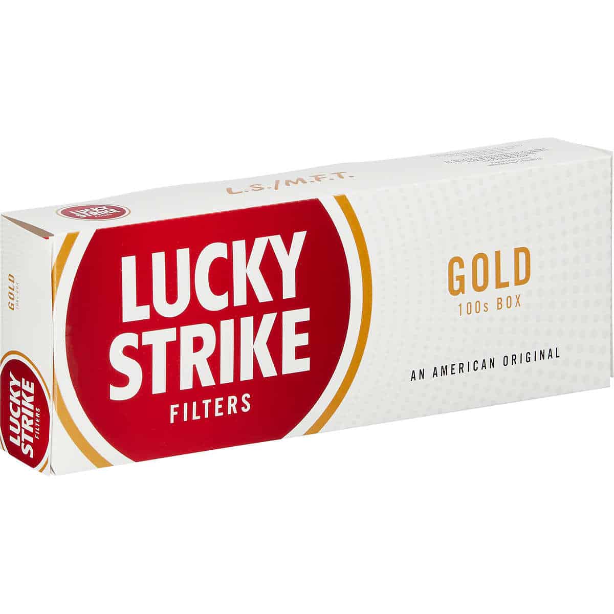 Lucky Strike Gold Filters 100’s Box of 10 Packs