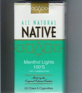 Native, Menthol 100’s Soft box of 10 packs (Light Green)