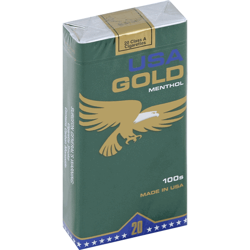 USA Gold Menthol 100s Soft Box of 10 packs (Dark Green)